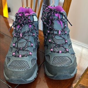 Kids Gray and Purple Hiking Boots